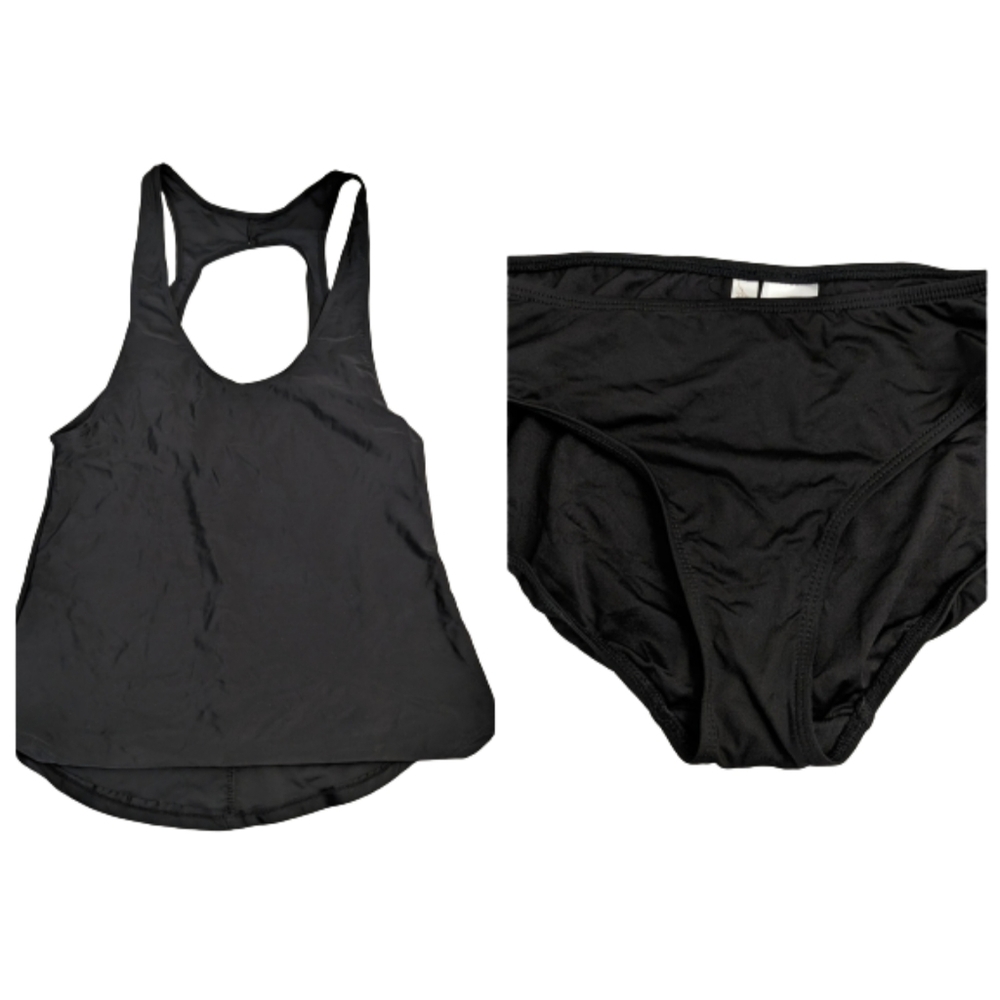 Anne Cole Women's Swimwear Black Tankini Bikini Set Women Size Medium Stretchy